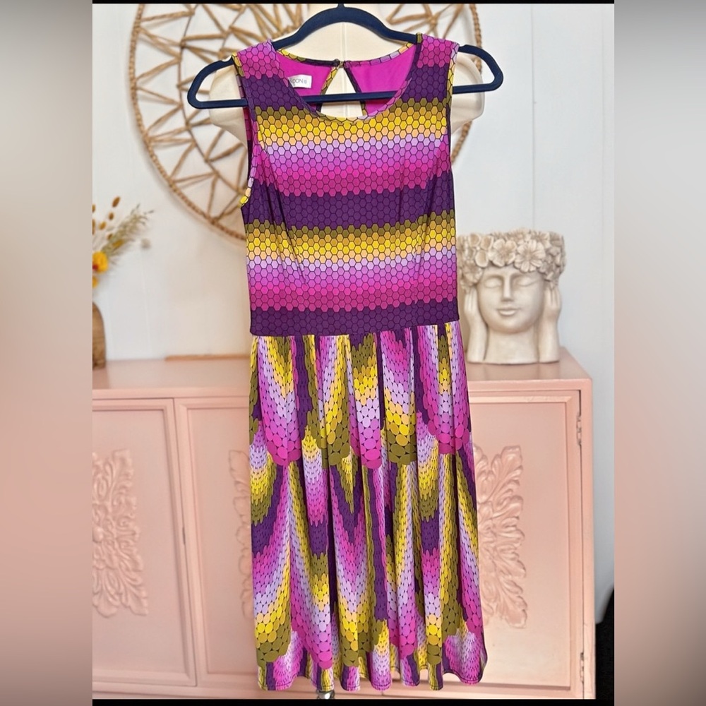 Maggy London Vibrant Dress in Purple, Pink, and Yellow women’s size‎ 2